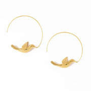 Wren Bird Hoop Earrings