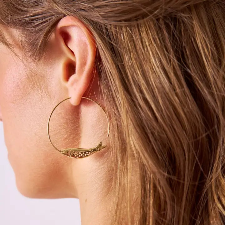 Wren Fish Hoop Earrings