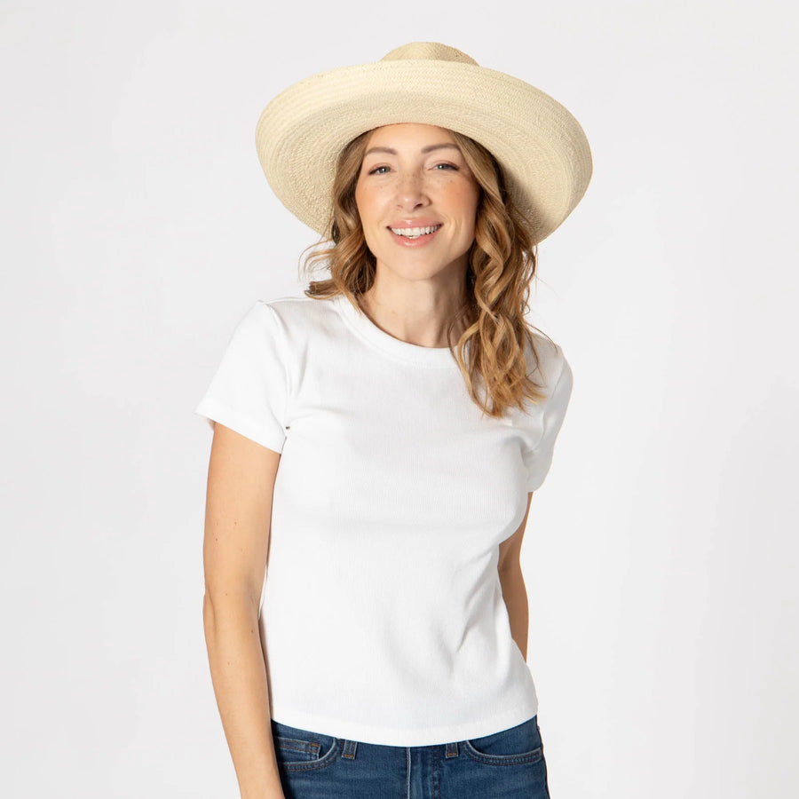 Yesenia - Toyo Straw Kettle Brim Rancher, view 2, styled
