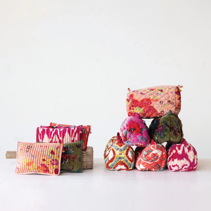 Quilted Velvet Zip Pouch, view 2