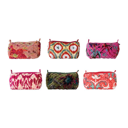 Quilted Velvet Zip Pouch, view 3