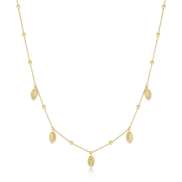 Gold Leaf Station Necklace