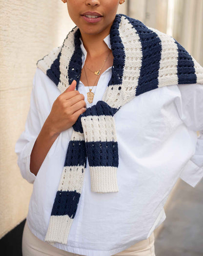 Amalfi Cotton Crochet Sweater, view 3