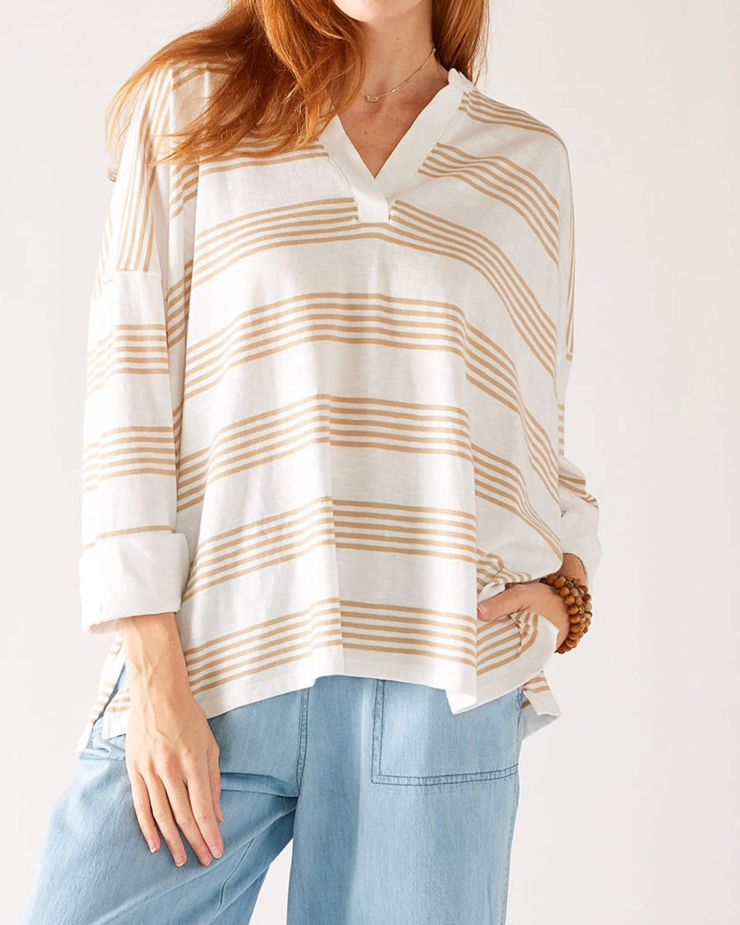 Amelia Long Sleeve Cuff Tee - The Riviera Towel Company