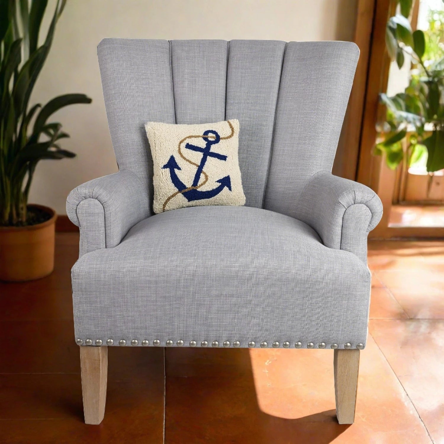 Anchor and Rope Hook Pillow - The Riviera Towel Company