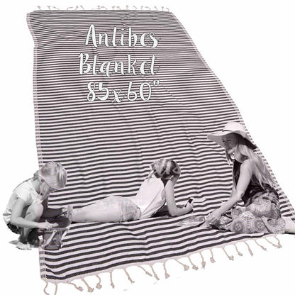 Antibes Striped Blanket - The Riviera Towel Company