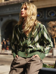 Argyle Check Cardigan