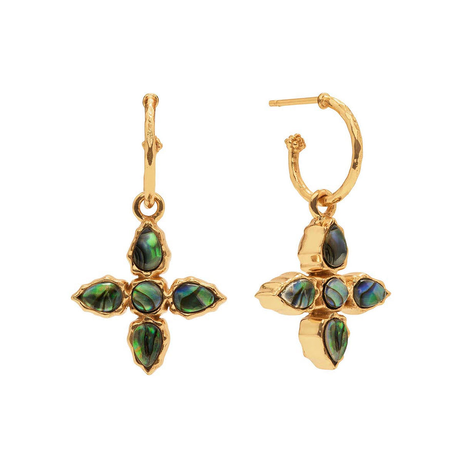 Aurora Hoop Earrings Abalone/MOP, view 2, styled