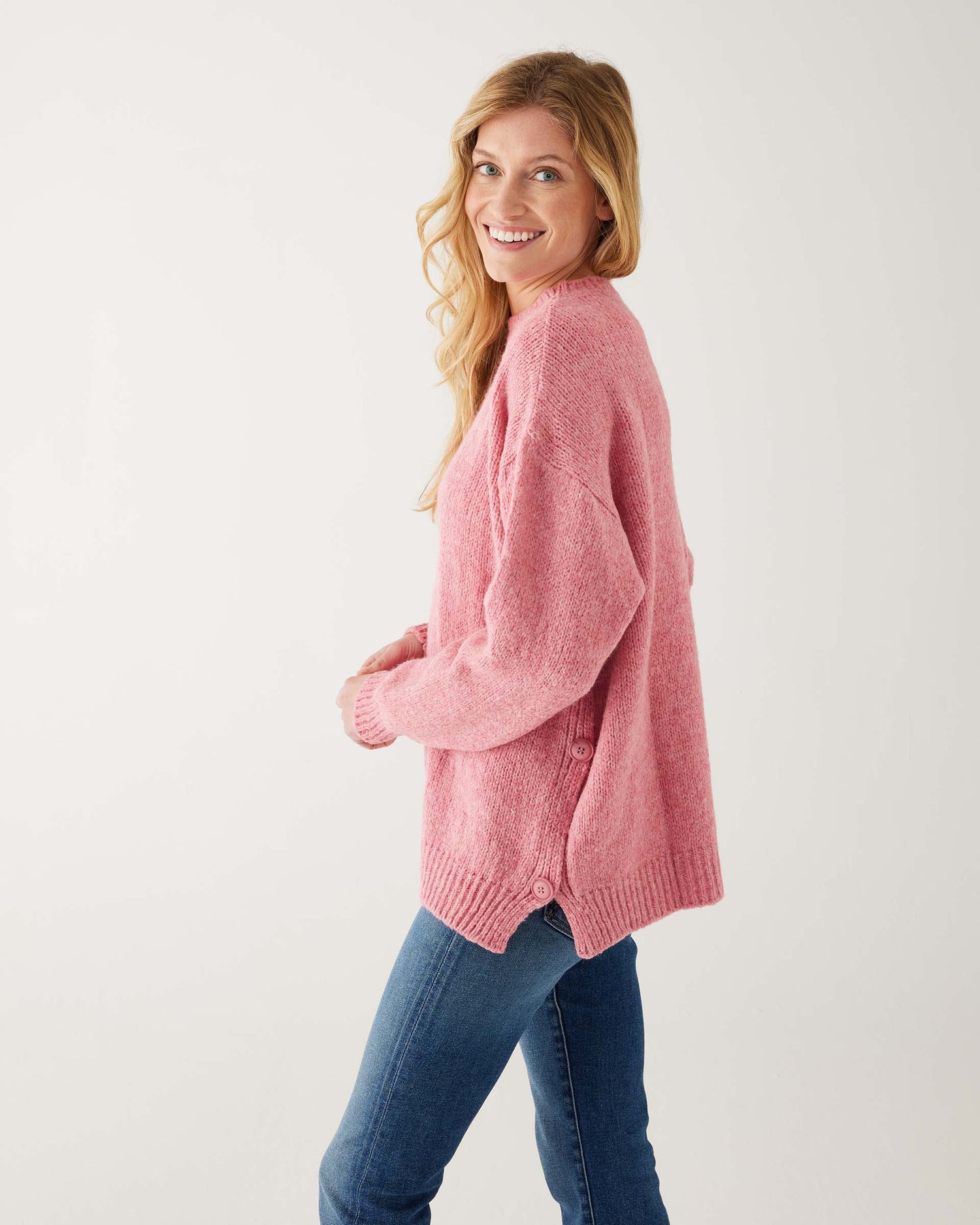 Bari Side Button Crewneck Sweater - The Riviera Towel Company