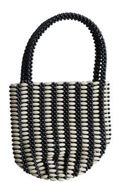 Two-Tone Bead Handbag with Stripe, view 5