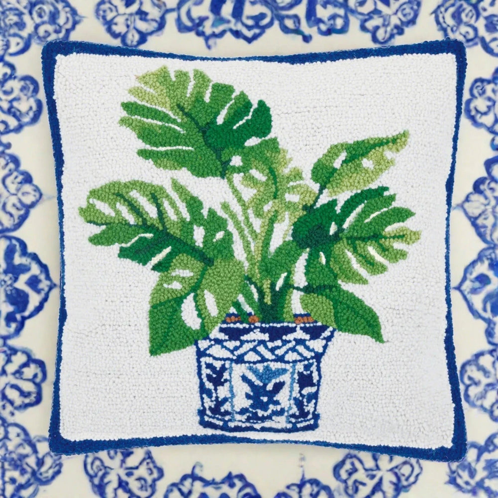 Blue Monstera Plant Hook Pillow