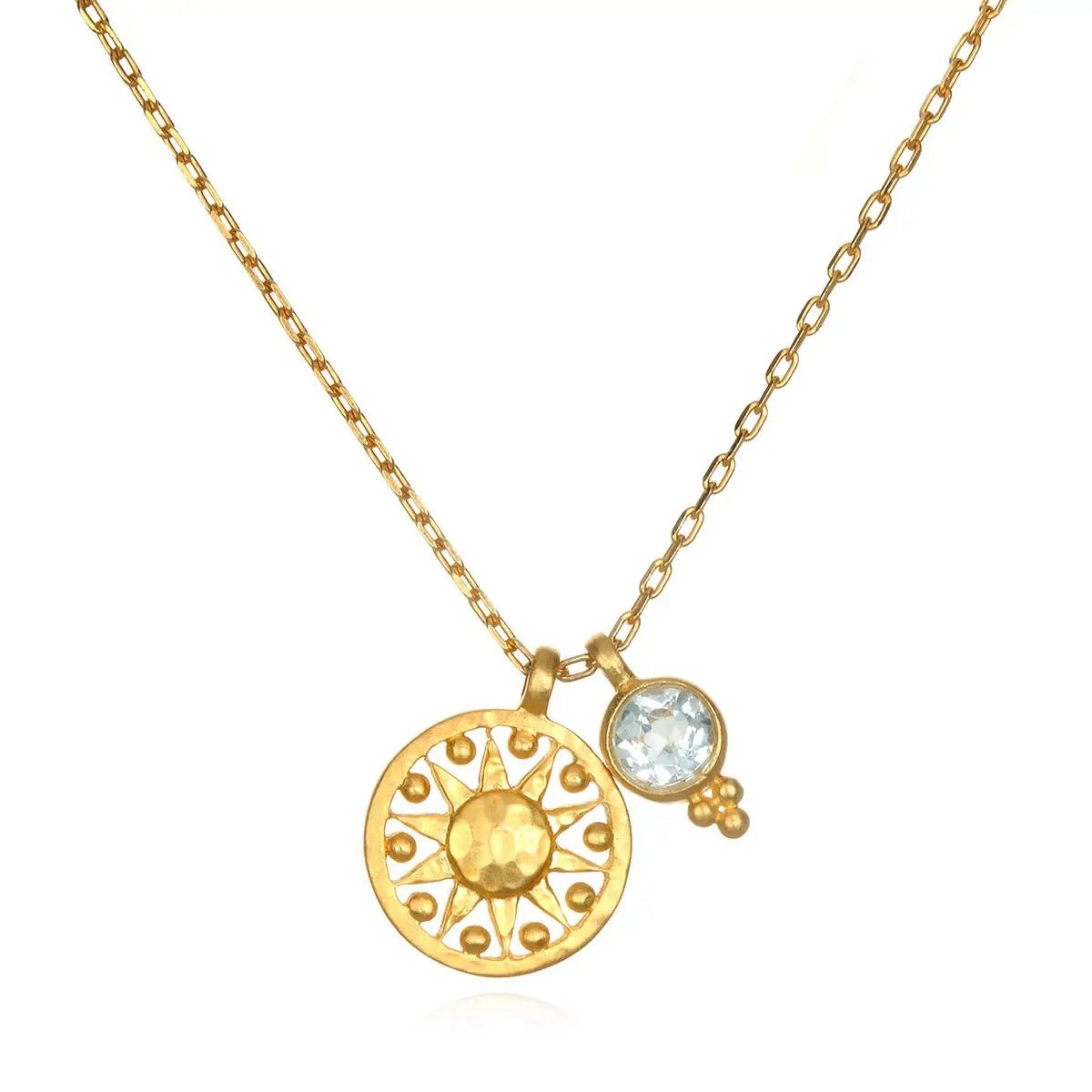 Blue Topaz Sun Pendant Necklace - The Riviera Towel Company