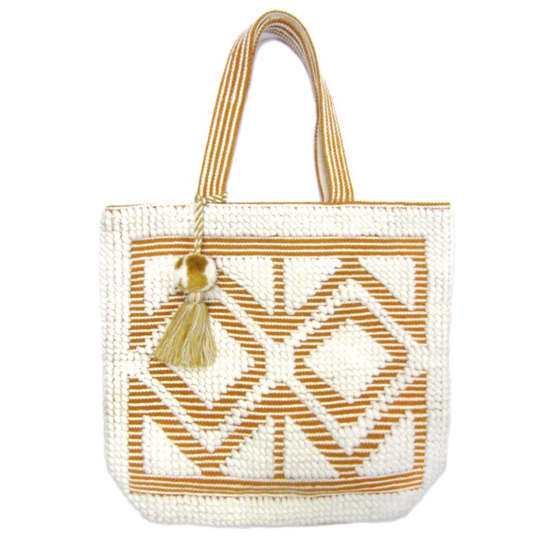 Boho Woven Pom Pom Tassel Tote Bag - The Riviera Towel Company