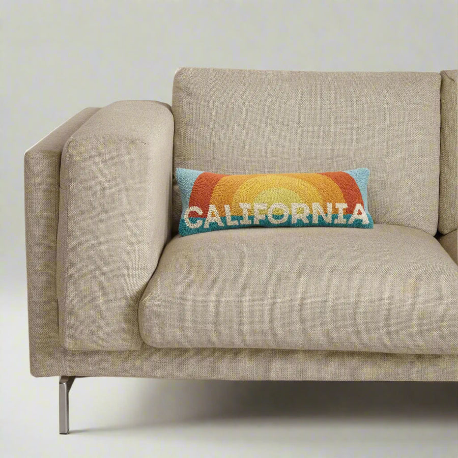 California Rainbow Hook Pillow, view 2, styled