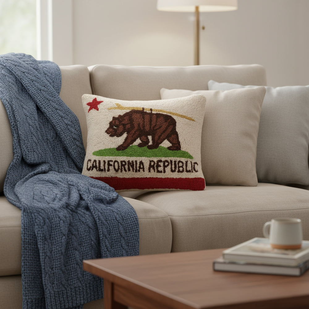 California Surfboard Bear Hook Pillow