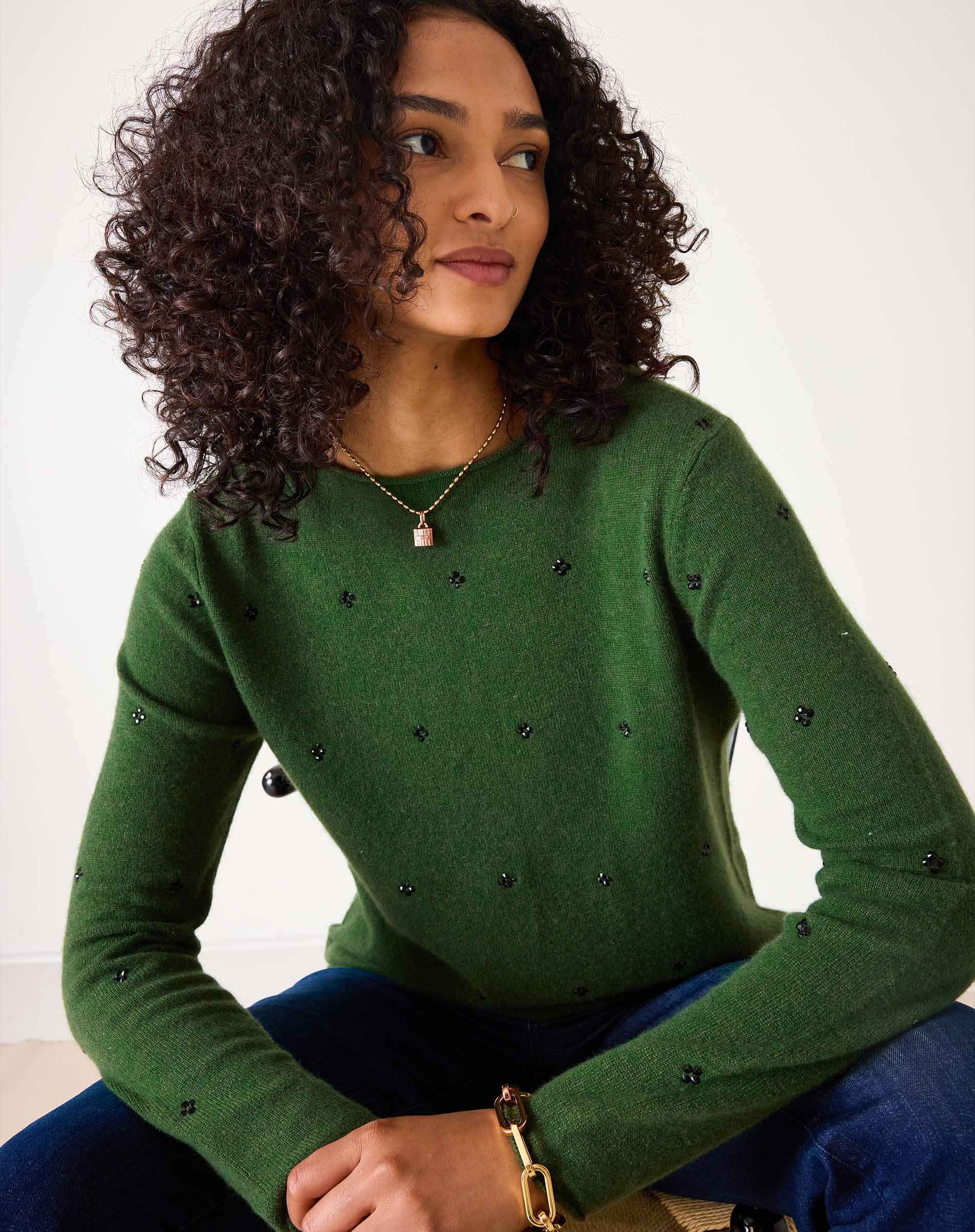 Carmel Cedar Sparkle Cashmere Sweater