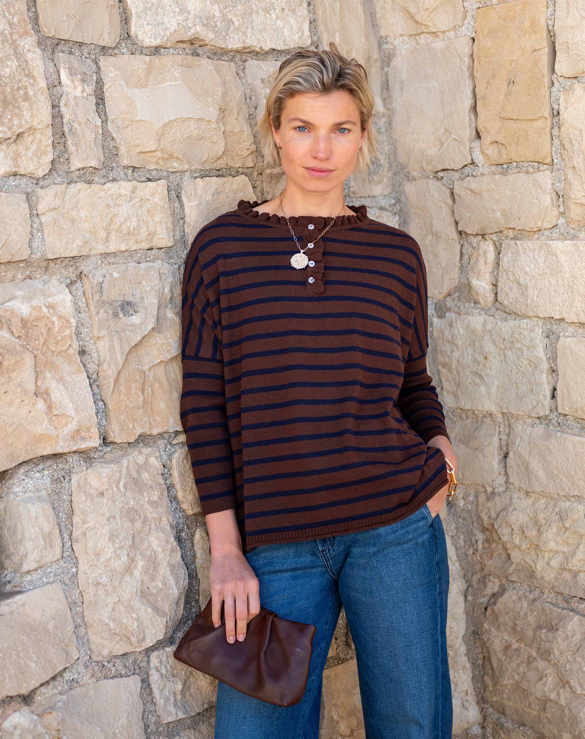 Catalina Cotton Ruffle Henley