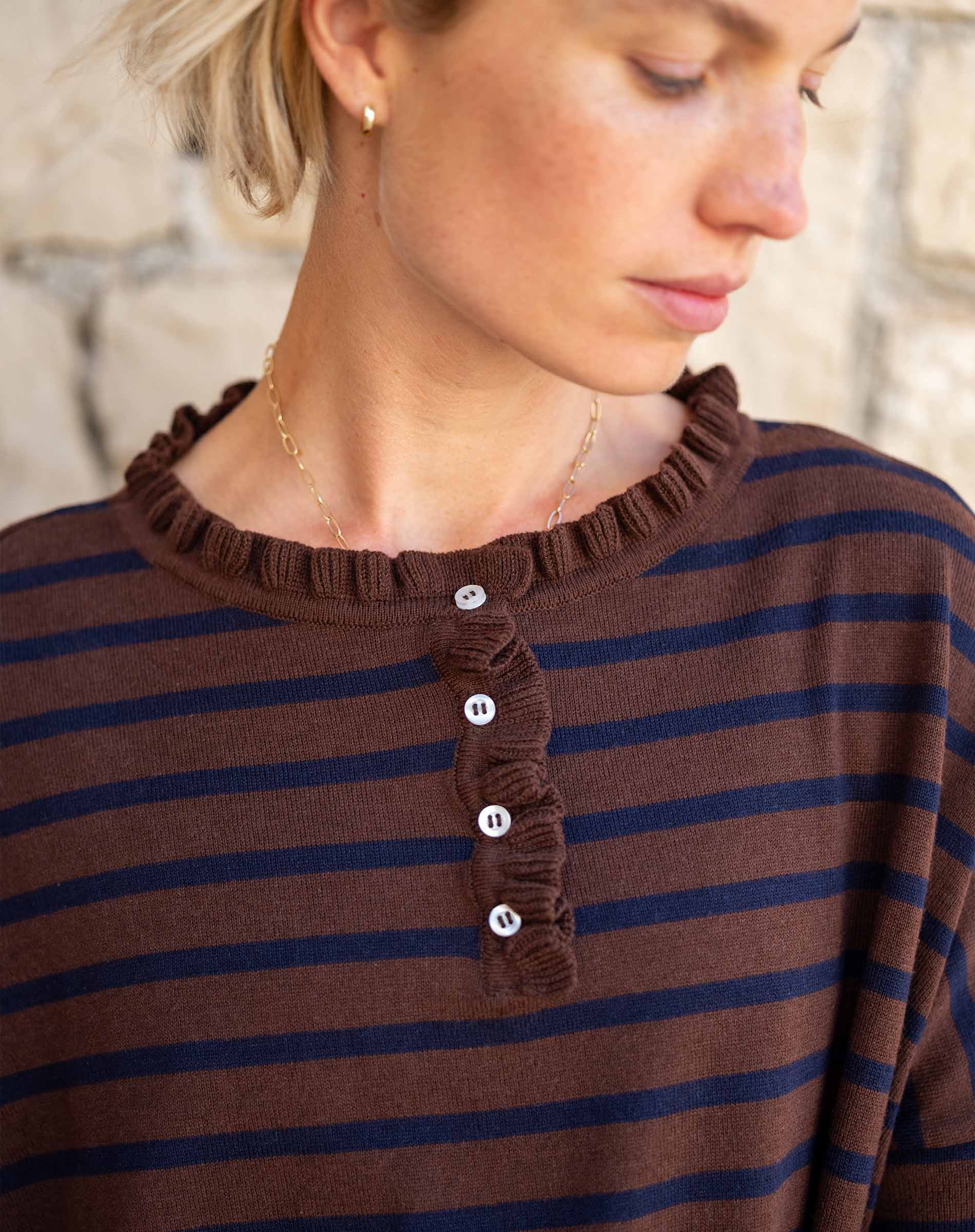 Catalina Cotton Ruffle Henley