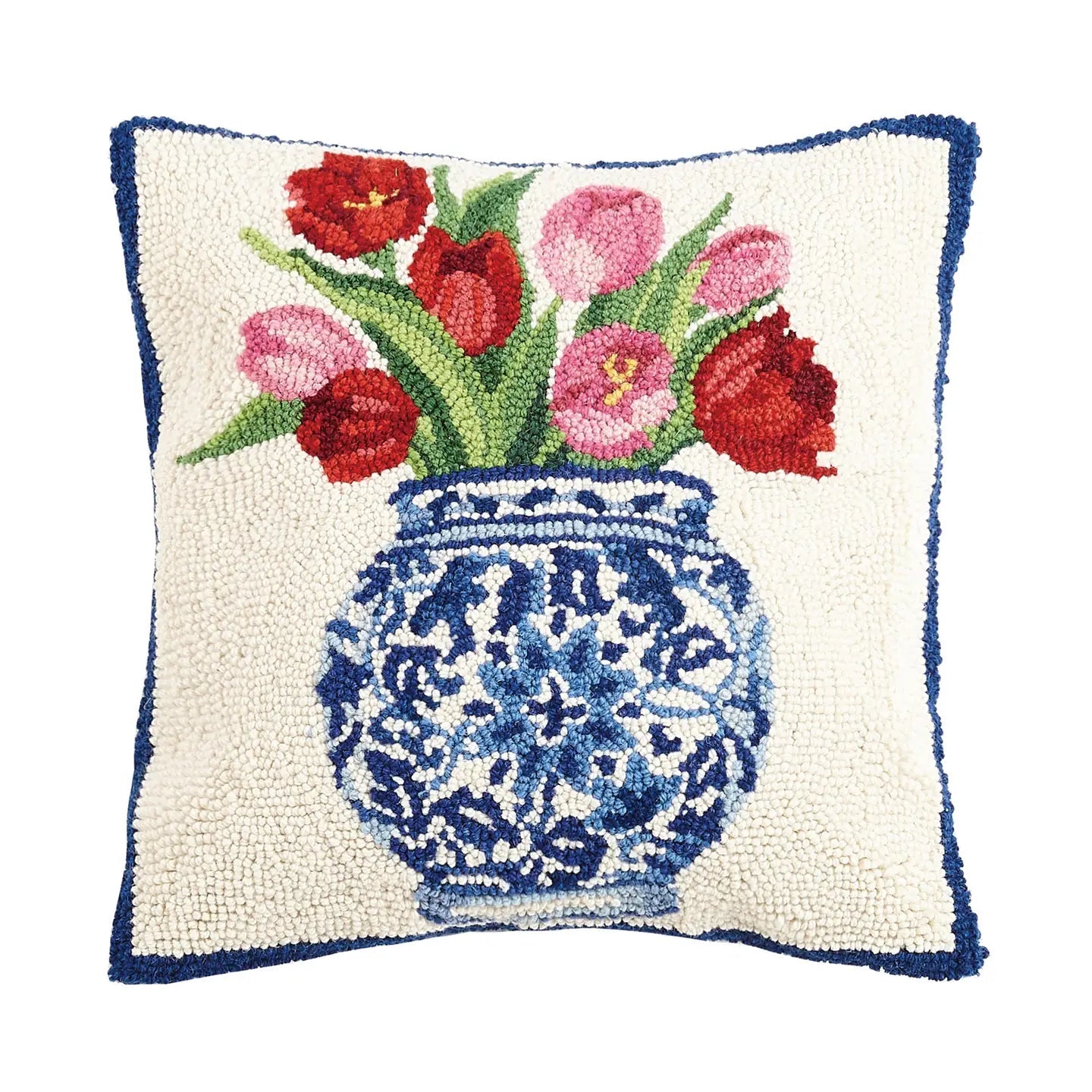 Chinoiserie Vase Tulips Hook Pillow - The Riviera Towel Company