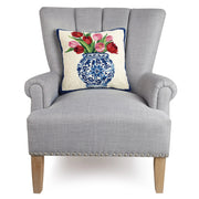 Chinoiserie Vase Tulips Hook Pillow - The Riviera Towel Company