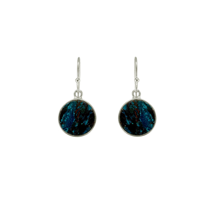 Chrysocolla Coin Earrings
