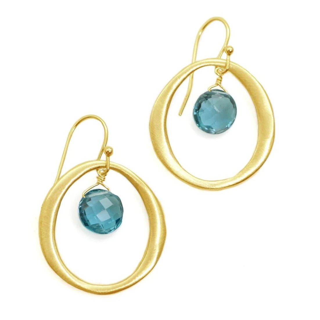 Circle Blue Topaz Earrings - The Riviera Towel Company