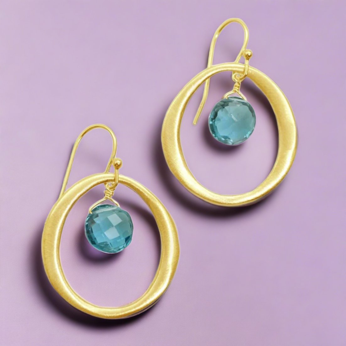 Circle Blue Topaz Earrings - The Riviera Towel Company