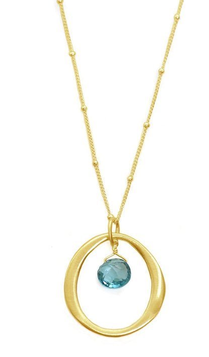 Circle Blue Topaz Necklace - The Riviera Towel Company