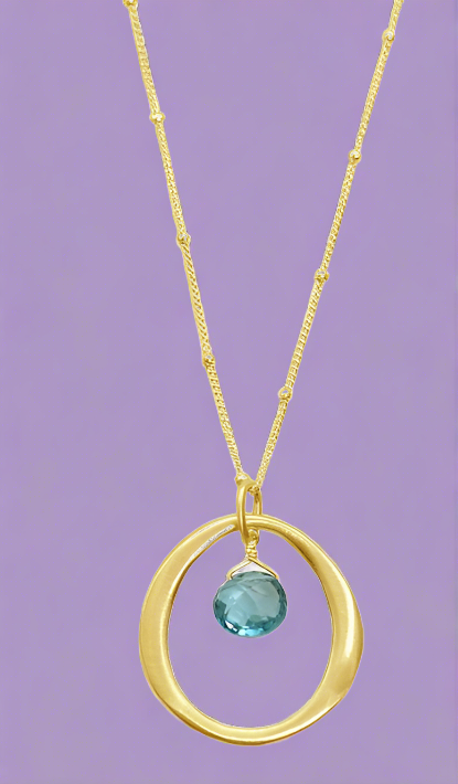 Circle Blue Topaz Necklace