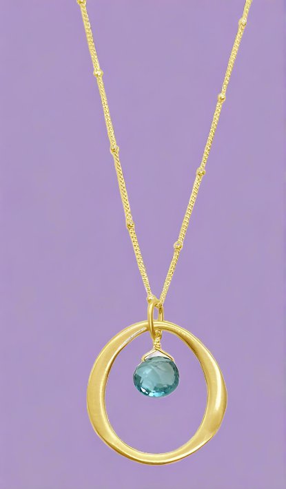 Circle Blue Topaz Necklace - The Riviera Towel Company