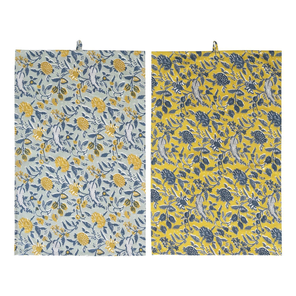 Cotton Tea Towel with Floral Pattern