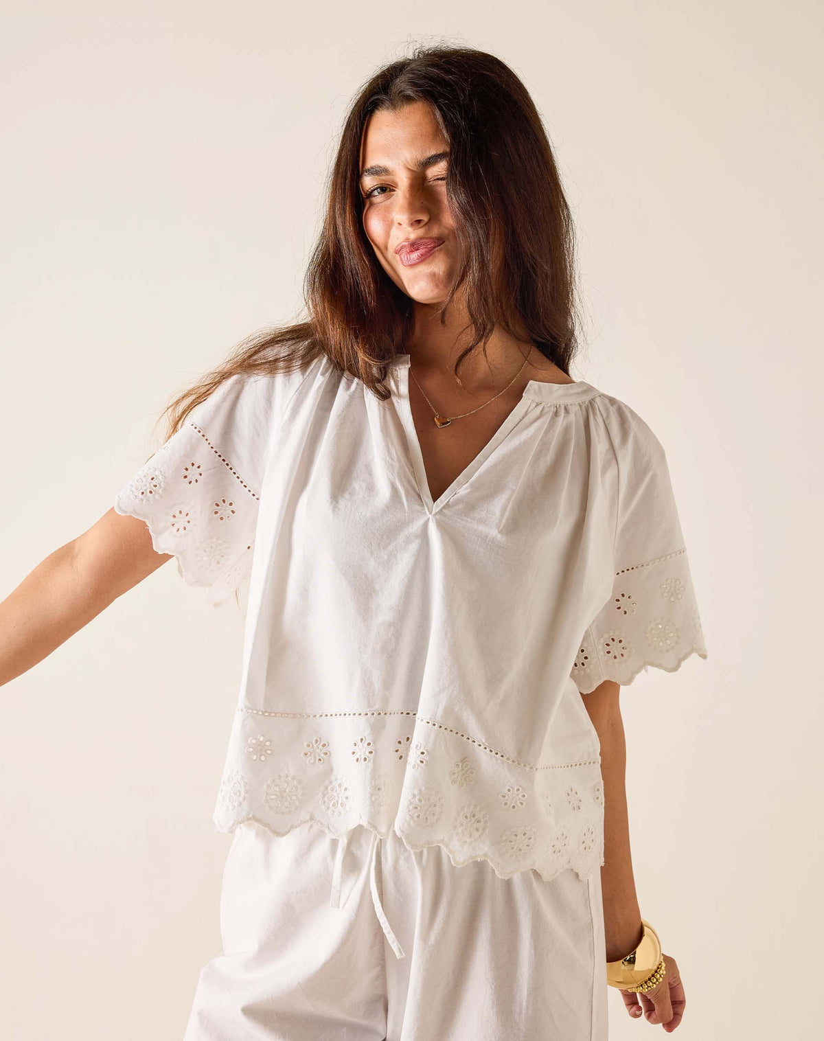 Daisy Eyelet Top, view 2