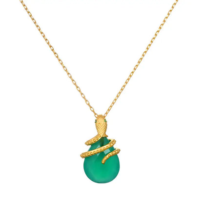 Green Onyx Snake Pendant Necklace