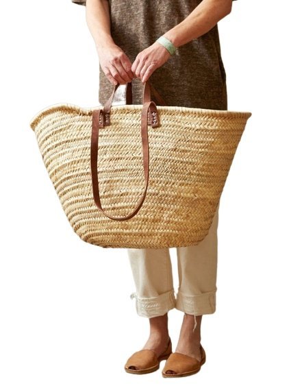 Double Strap Market Basket - Dark - The Riviera Towel Company