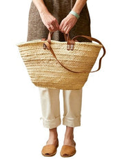 Double Strap Market Basket - Dark - The Riviera Towel Company