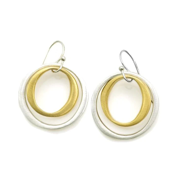 Silver & Vermeil Double Circles Earrings, view 2
