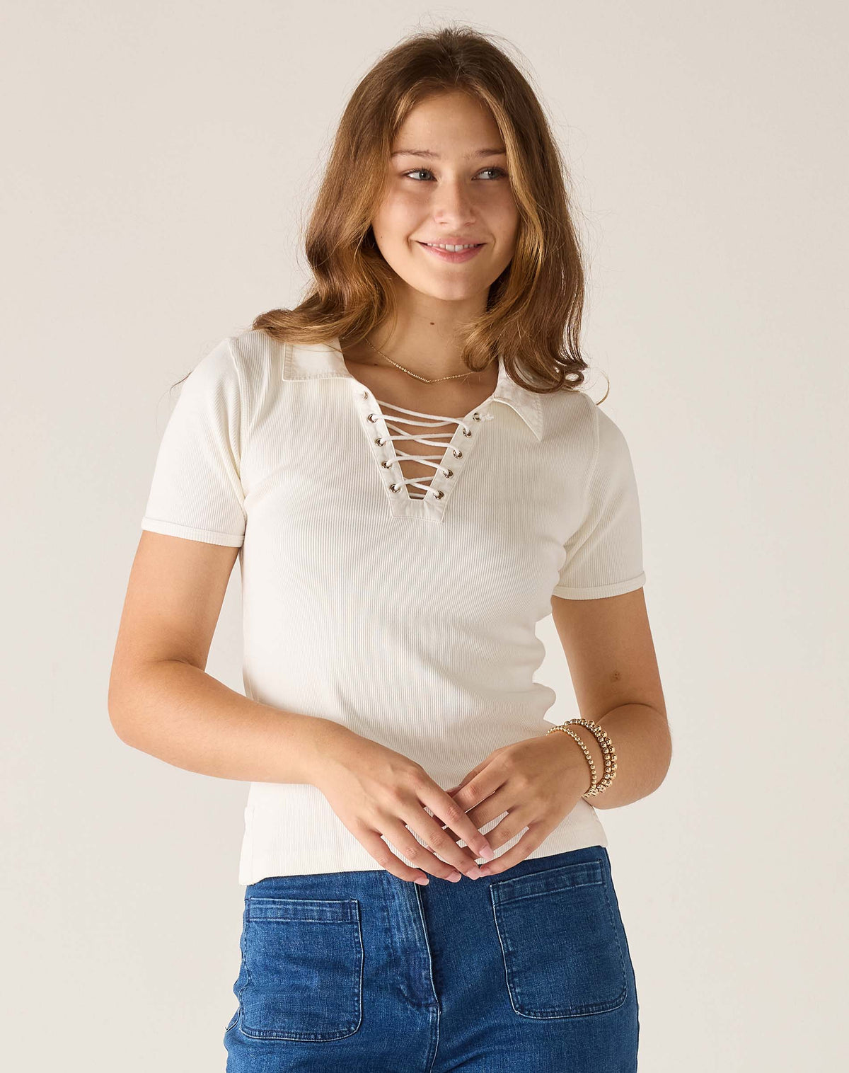 Earhart Lace Up Tee, view 3