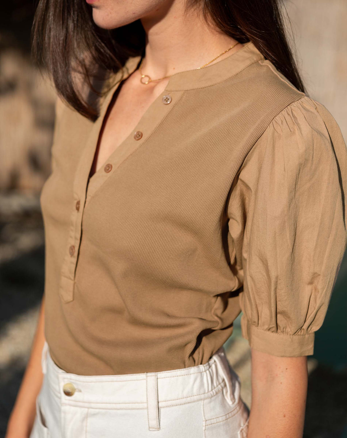 Earhart Ribbed Henley Top, view 7