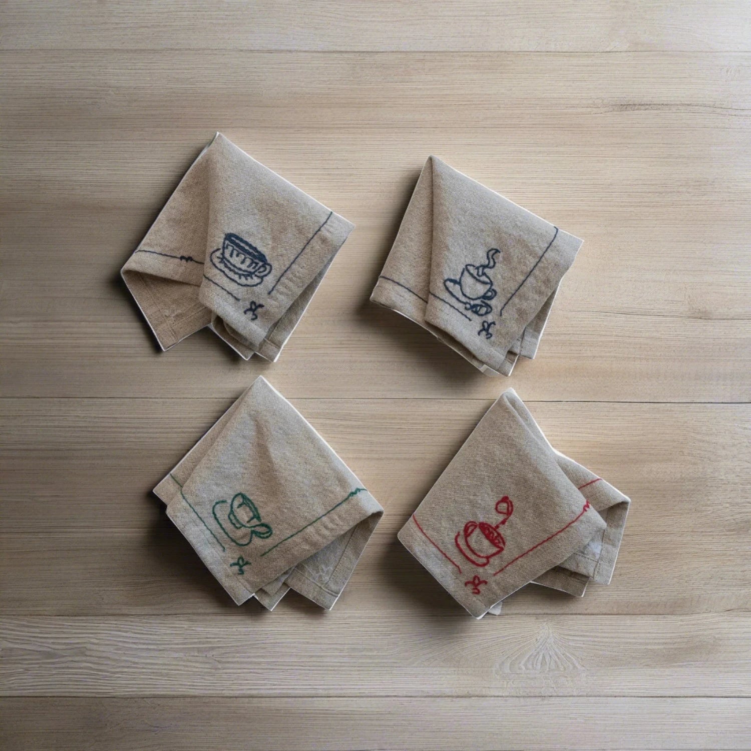 Embroidered Coffee/Tea Cocktail Napkins - The Riviera Towel Company