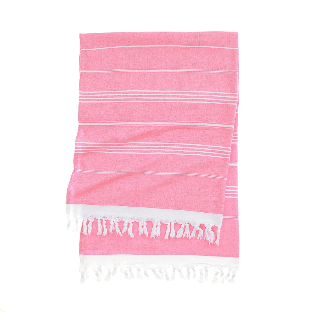 Plush terry-backed Turkish towel draped over a pool cha