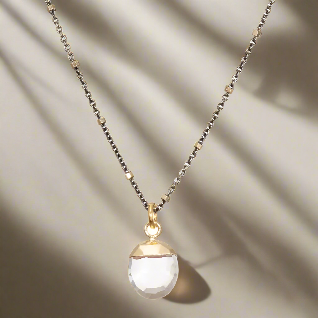 Faceted Crystal Quartz Pendant Necklace, view 2