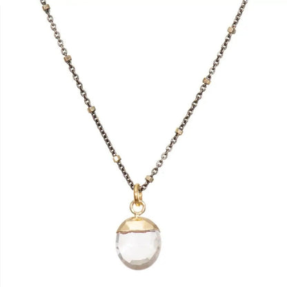 Faceted Crystal Quartz Pendant Necklace - The Riviera Towel Company