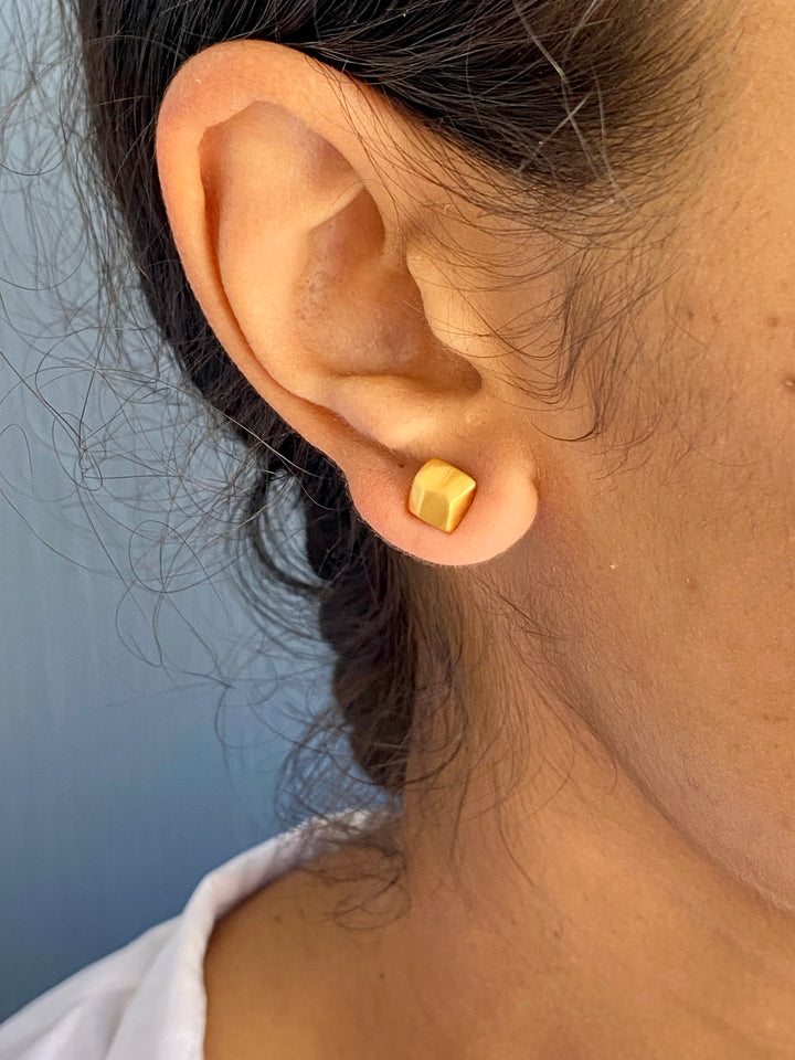 Faceted Square Post Earring