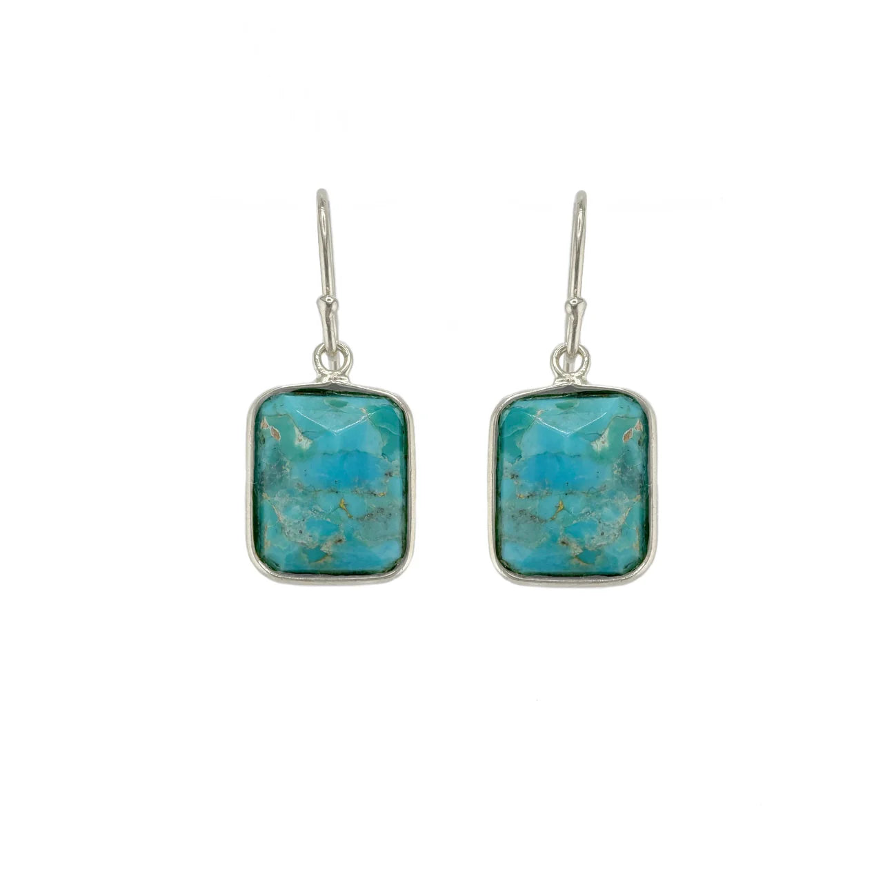 Faceted Turquoise Square Earrings
