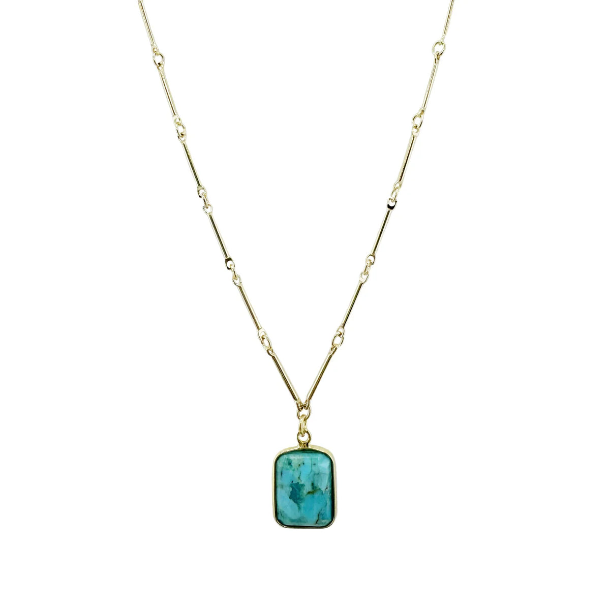 Faceted Turquoise Rectangle Necklace