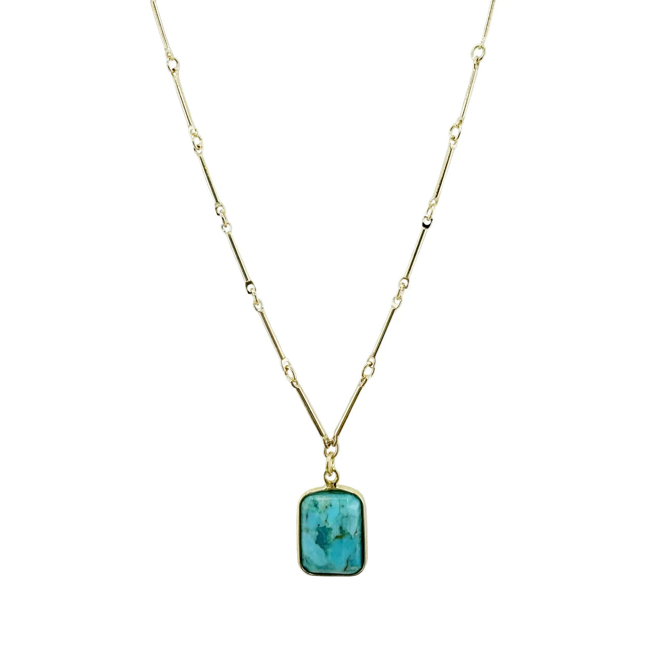 Faceted Turquoise Rectangle Necklace