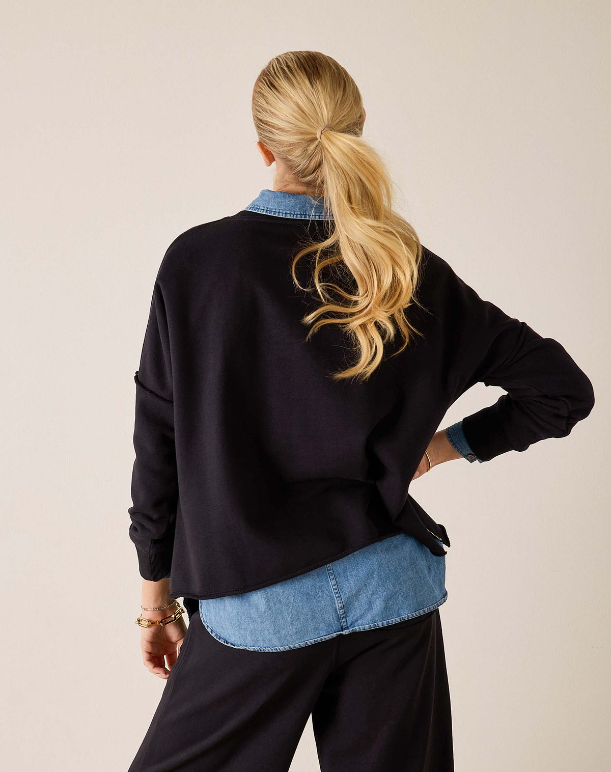 Frenchie Zip Side Crewneck