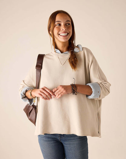 Frenchie Zip Side Crewneck, view 4