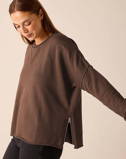 Frenchie Zip Side Crewneck, view 6