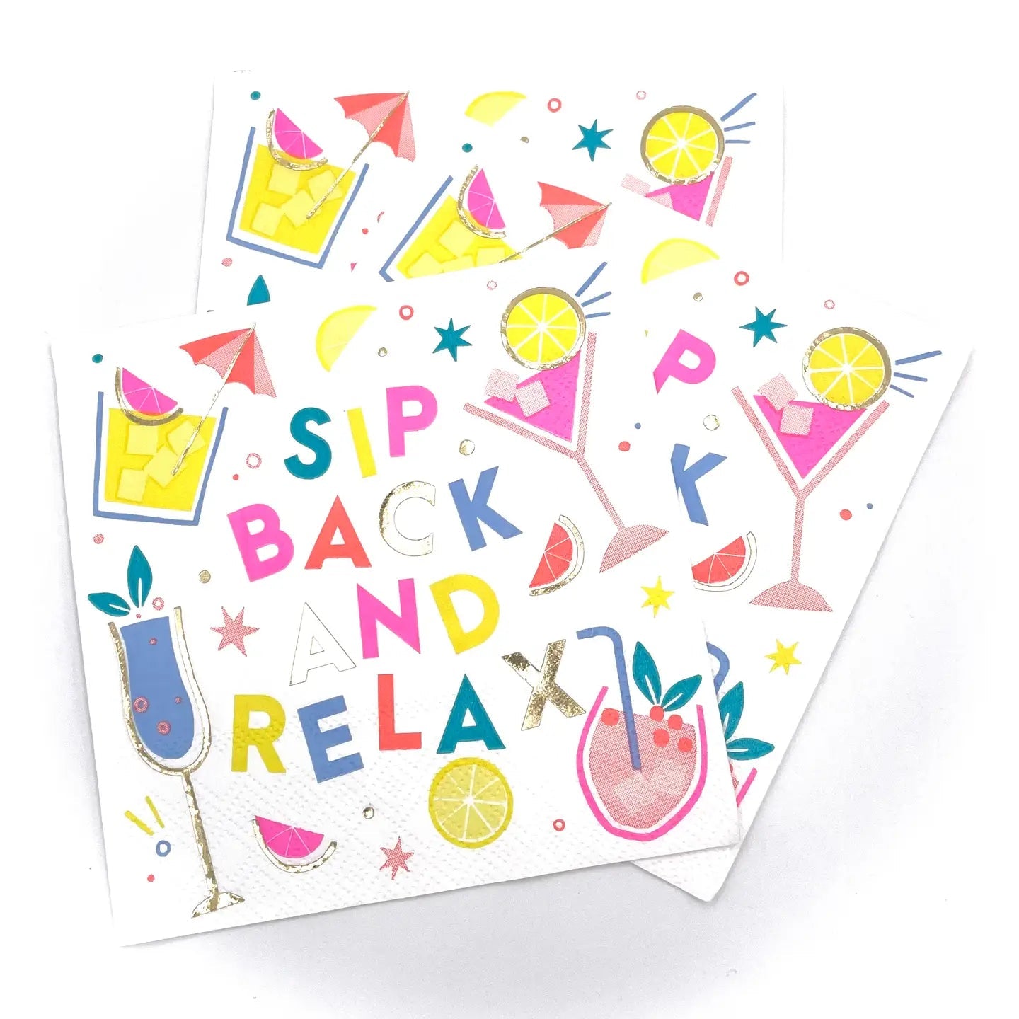 Funny Cocktail Napkins - Sip Back and Relax - The Riviera Towel Company